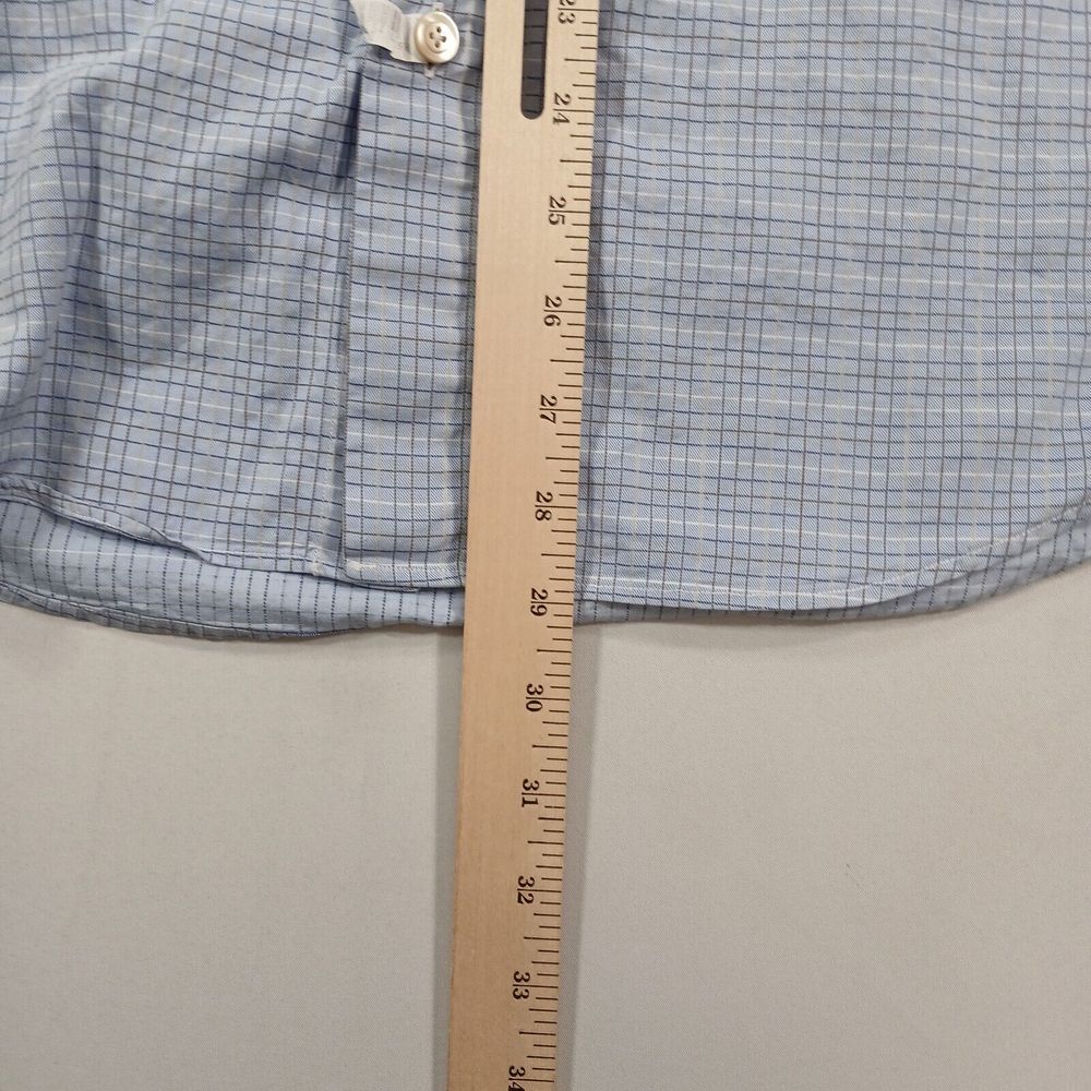 Ermenegildo Zegna Shirt Mens Large Blue Check Long Sleeve Button Up - Picture 8 of 11